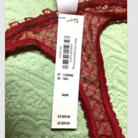 Victoria's Secret Very Sexy Red Rose Embroidery Unlined Demi Bra 36B Thong M Set - Picture 16 of 16